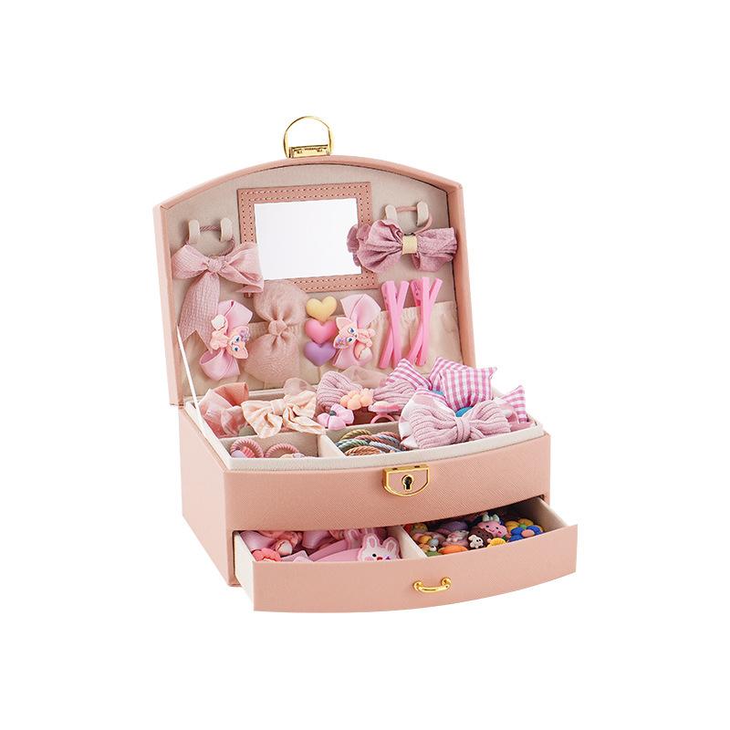 Шкатулка Casegrace SP-01279 для украшений и ювелирных изделий двохуровневая с зеркалом и ручкой 20х15х10 см Pink