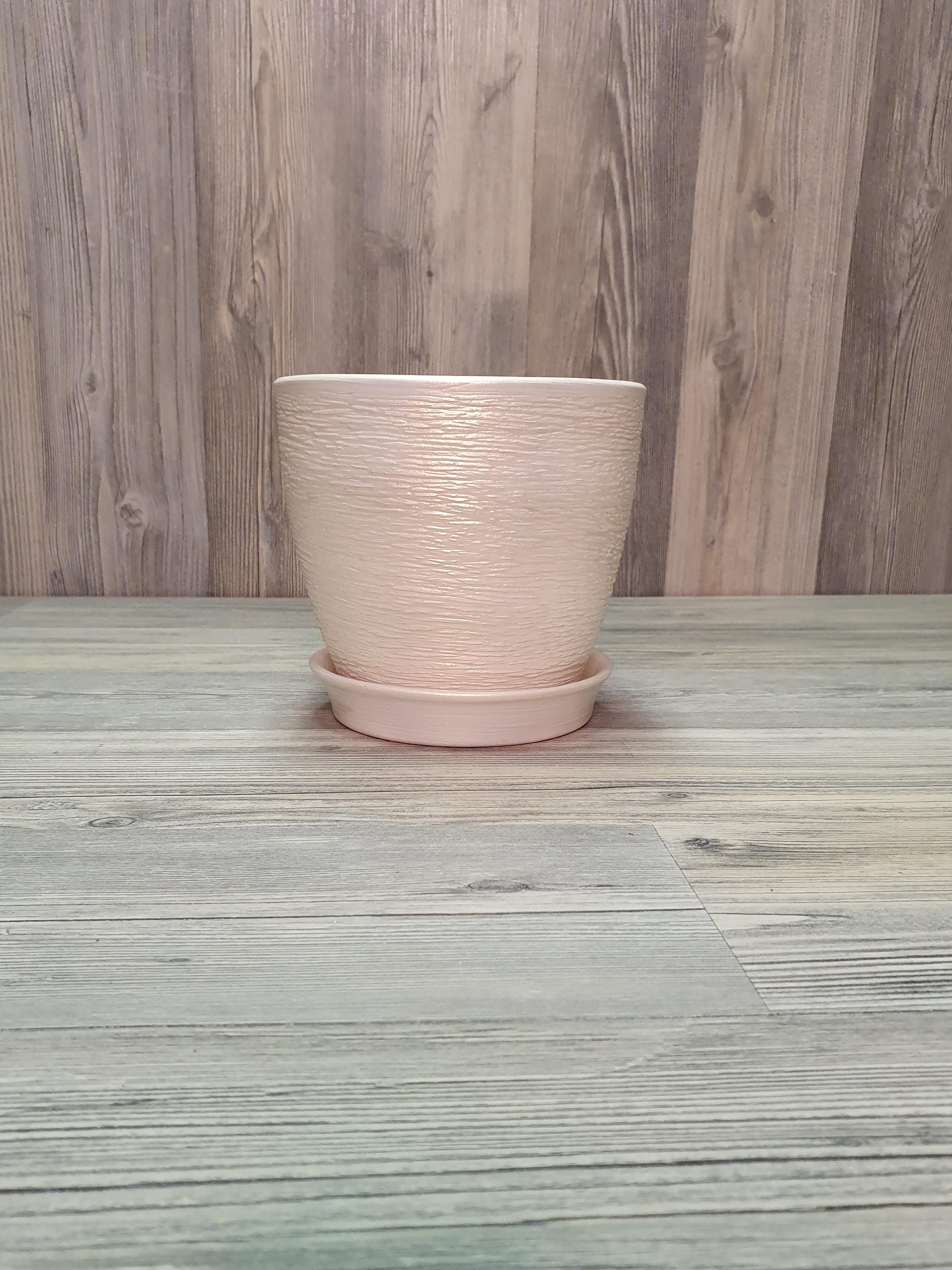 Горщик для рослин з піддоном 1 л Біло-золотий (5266) - фото 2