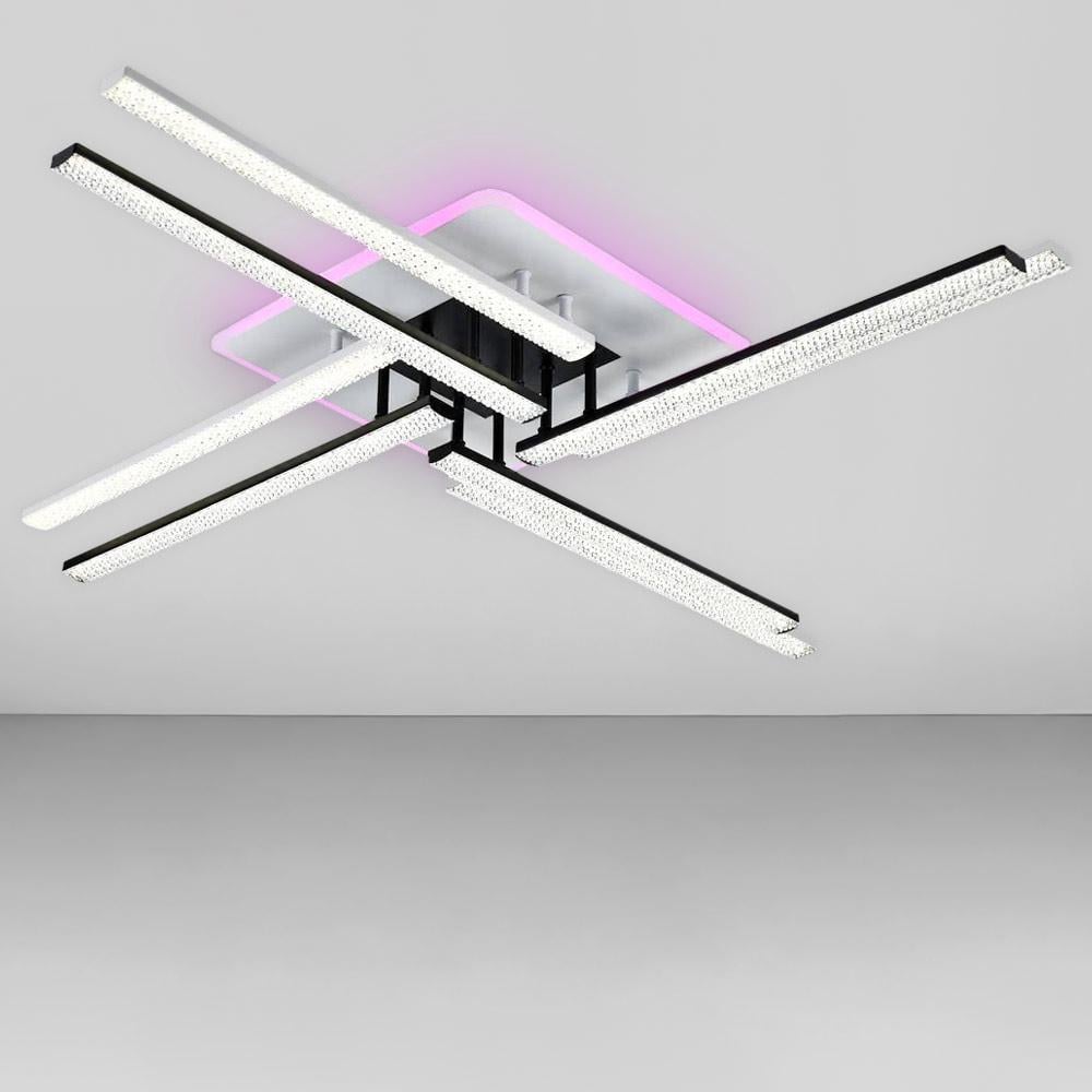 Люстра стельова LED Lighthouse SY-19943/8C WH/BK/PK/BU 144/38W з пультом 960х960х110 мм Білий/Чорний