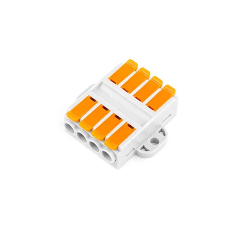 Клемма проходная Tactix 0,5-6 мм2 41А 4х1-4х1 одинарная 39х40,5х13,5 мм рычаг крепеж 3,5 мм Оранжевый (226-4P)