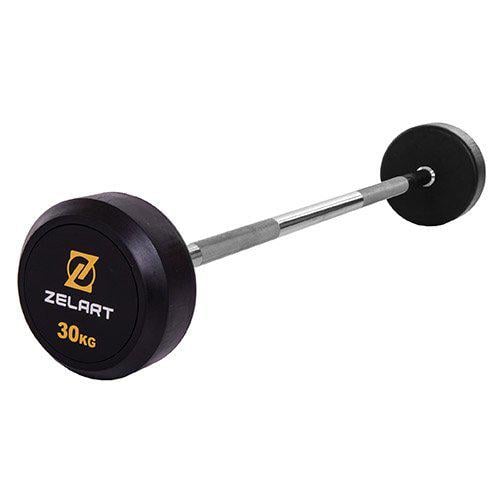 Штанга фіксована пряма Rubber Coated Barbell Zelart TA-2685 30 кг Чорний (58363066) - фото 1