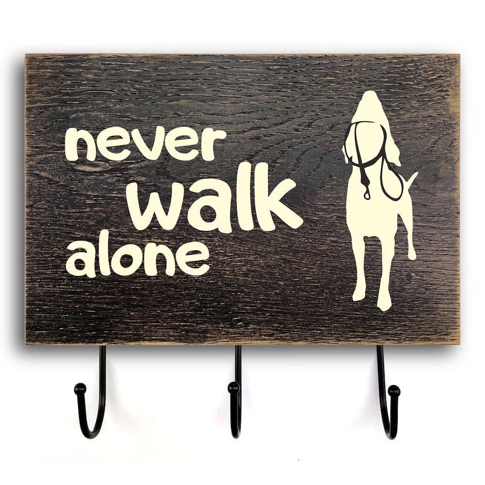 Табличка-вешалка деревянная входная Never Walk 20х30 см