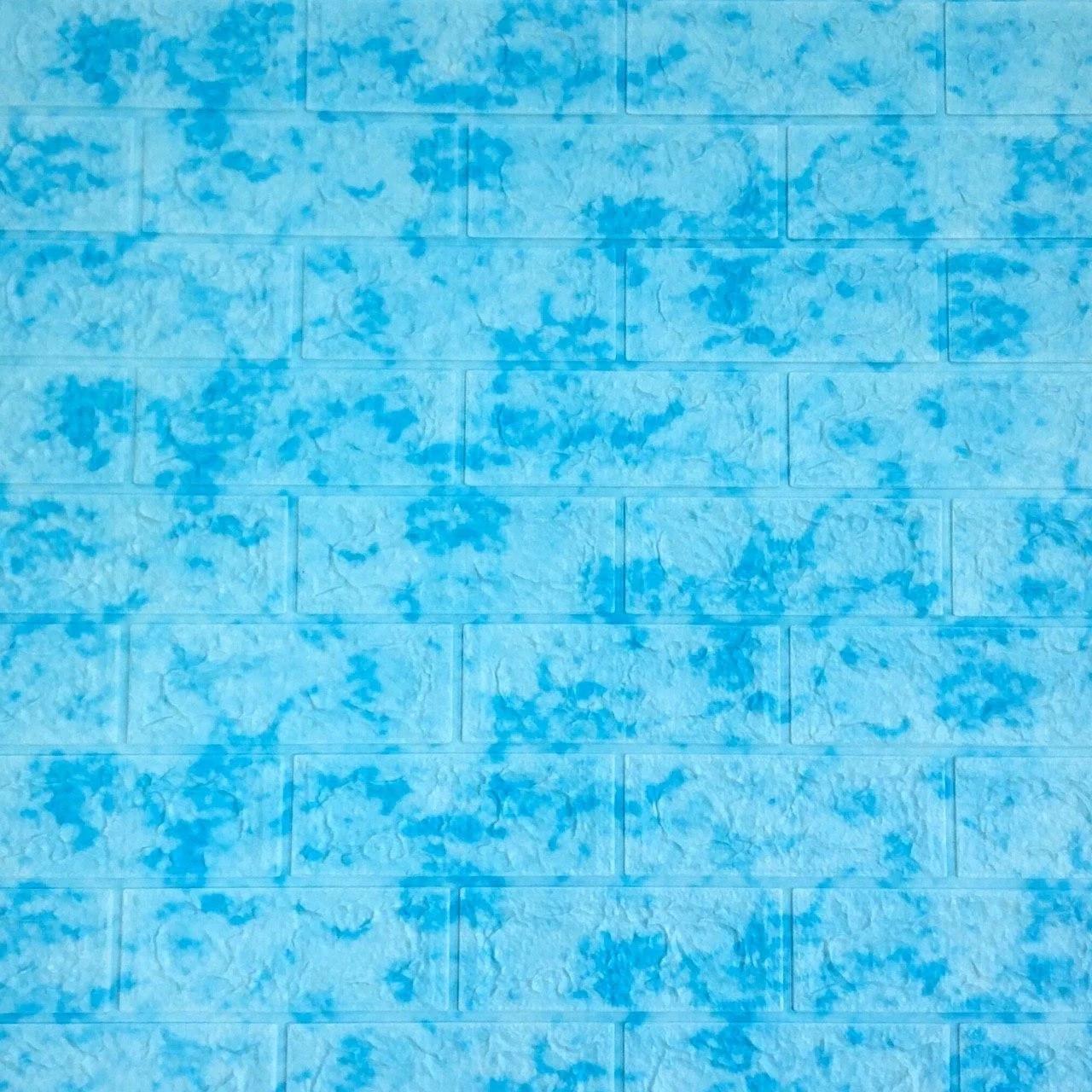 Самоклеющиеся 3D панели Sticker Wall самоклейка 700х770х5 мм под кирпич Голубой мрамор