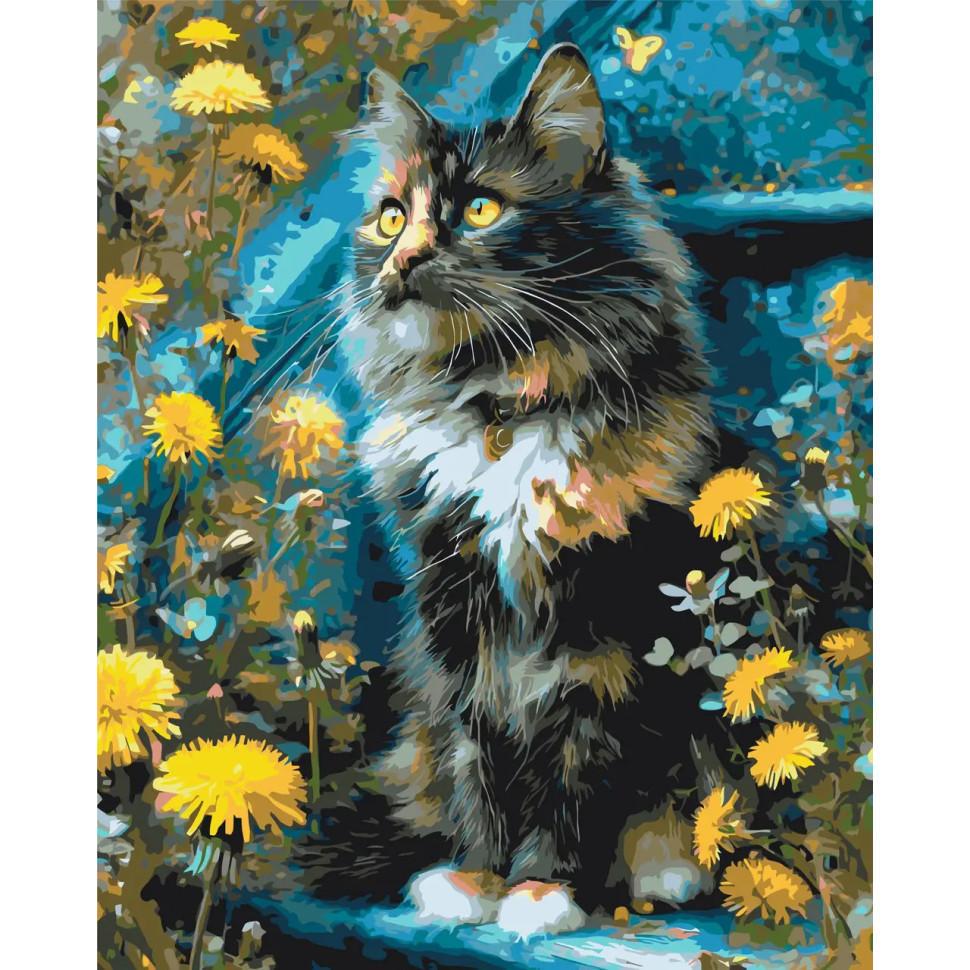 Картина по номерам ORIGAMI Котик в одуванчиках 40х50 см (LW3009-01)