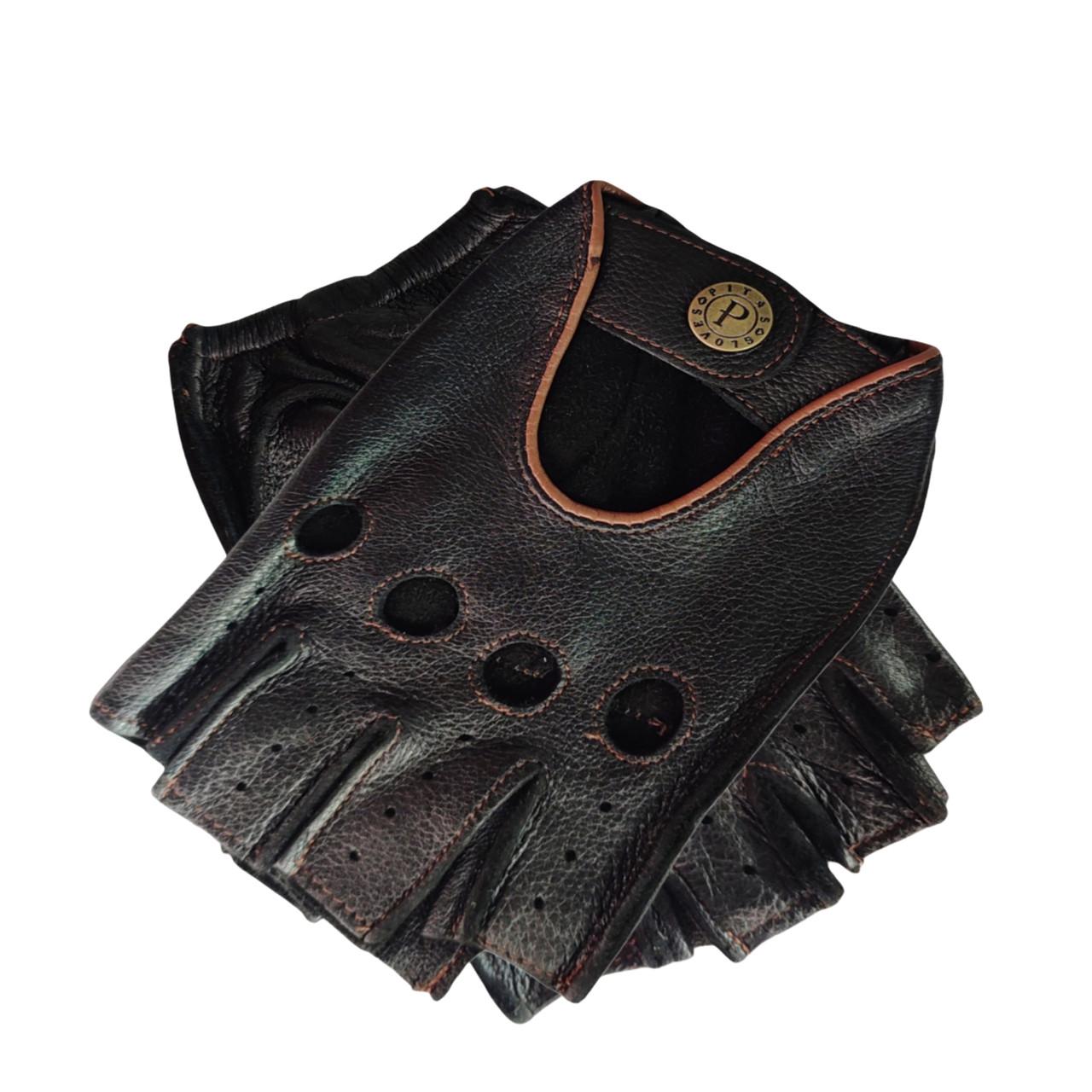 Перчатки мужские Pitas кожаные/безпалые из мягкой кожи р. 10 Черный (1077 BL) - фото 2