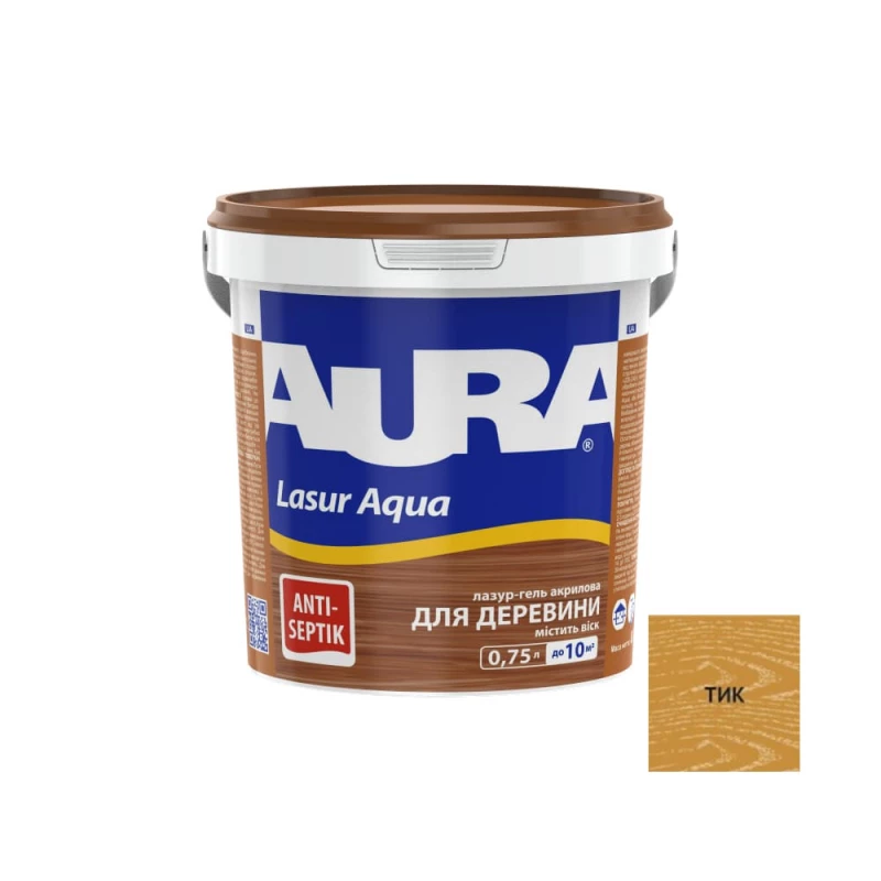 Лазур-лак акриловый Aura Lasur Aqua для древесины 0,75 л Тик (2571582412)