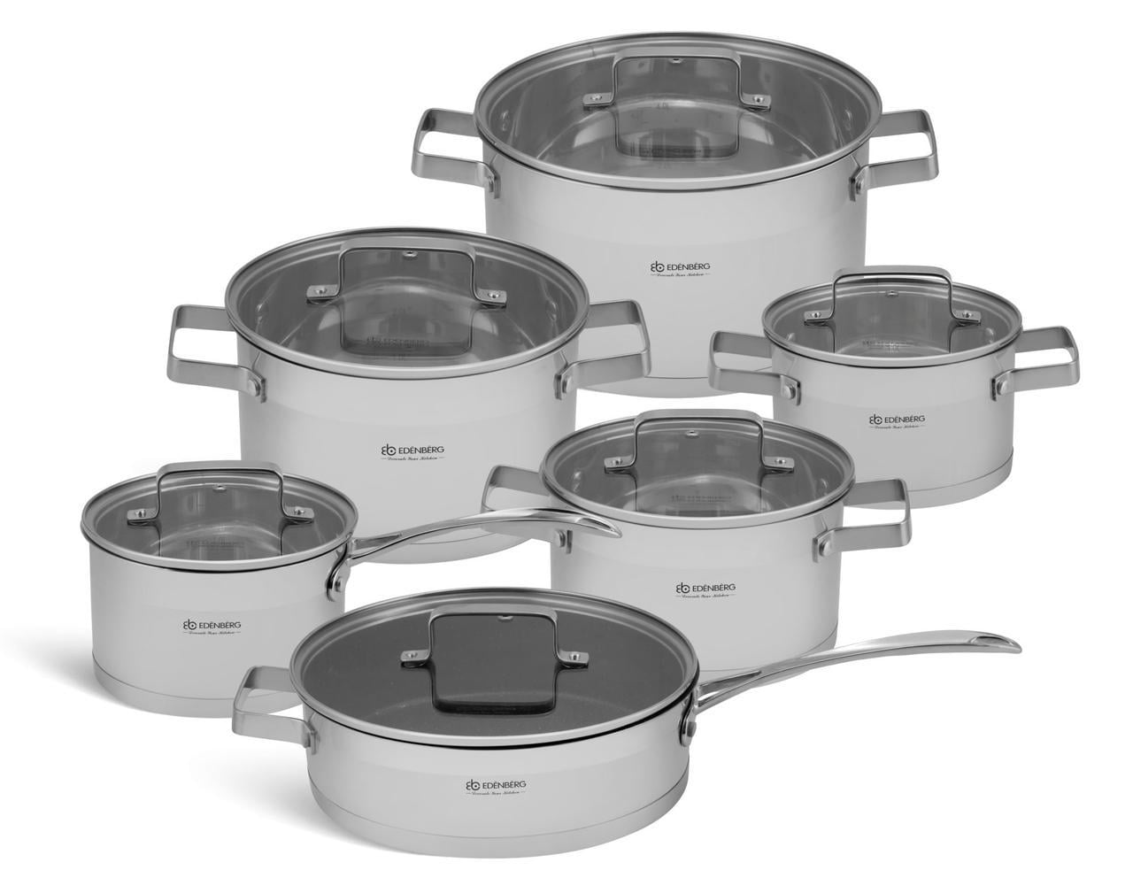 Набор посуды с крышками Edenberg EB-4067 нержавеющий с сотейником 12 пр. (57-46-EB-4067) Набор посуды с крышками Edenberg EB-4067 нержавеющий с сотейником 12 пр. (57-46-EB-4067)