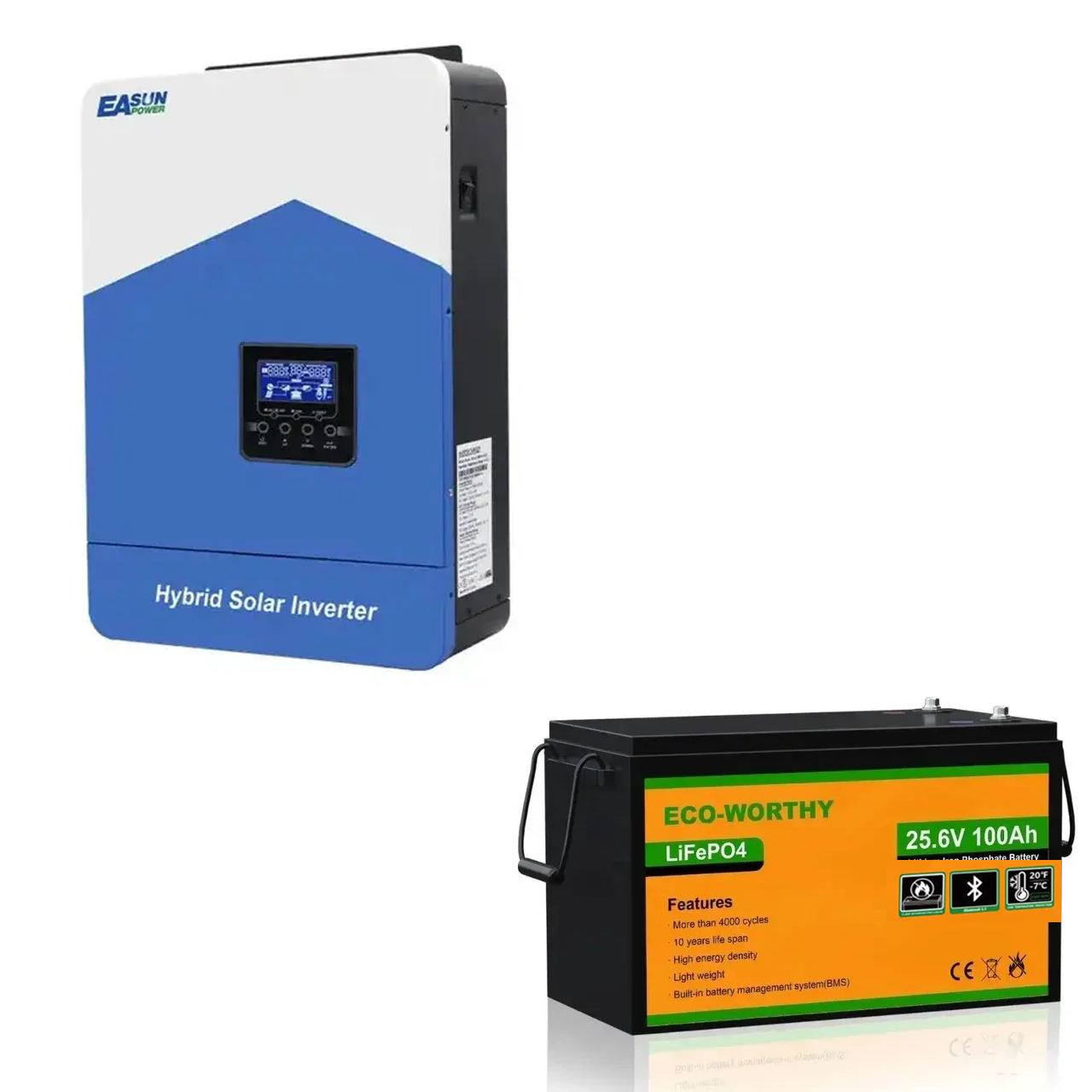 Комплект резервного питания 4,2кВт инвертор EASUN 4,2kW 24V ISolar-SMH-III и аккумулятор LiFePO4 Eco-Worthy 25,6V 100Агод 2560Wh