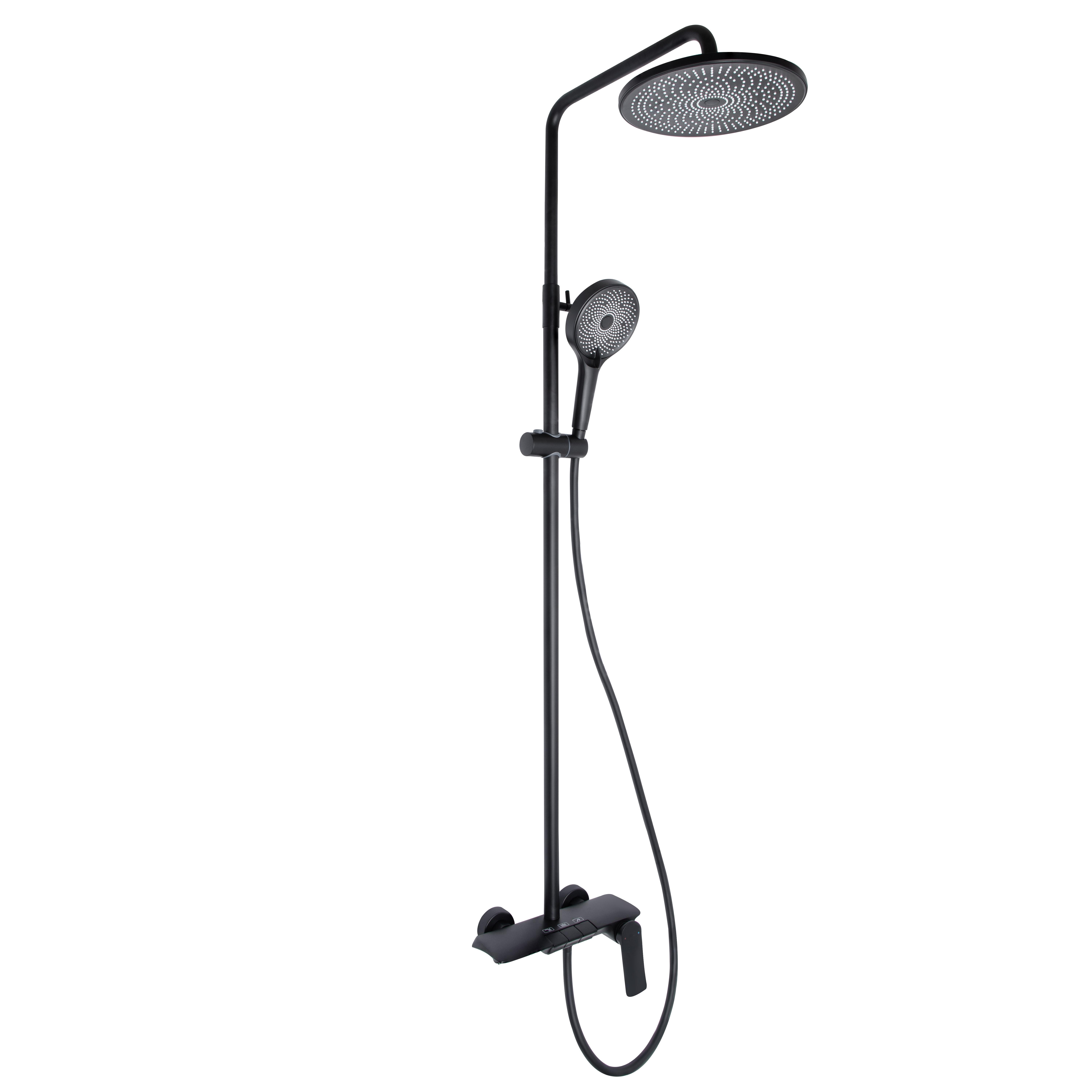 Душевая система Q-tap Slavonice QTSLA111BLM45906 на три потребителя с изливом Black matt (SD00052030)