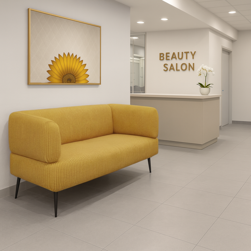 Диван офісний Tobi Sho Бенно-1 ЛЮКС з підлокітниками вельвет 1200x720x750 см Lotus 45 Жовтий (fg2kg685) - фото 2