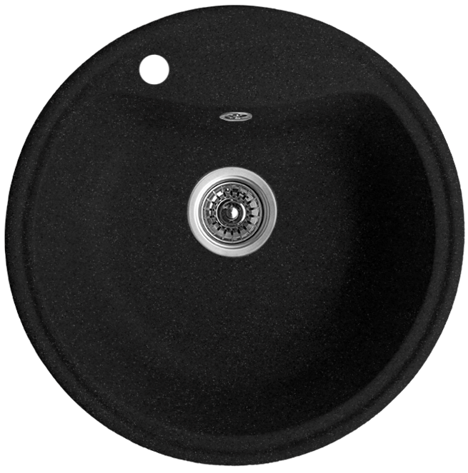 Мийка для кухні AKVATIKA кругла врізна зі штучного каменю Чорний (8-Akvatika)