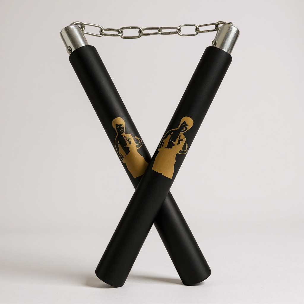 Нунчаки тренировочные Univerza Брюс Ли с цепью неопреновым покрытием для начинающих Черный