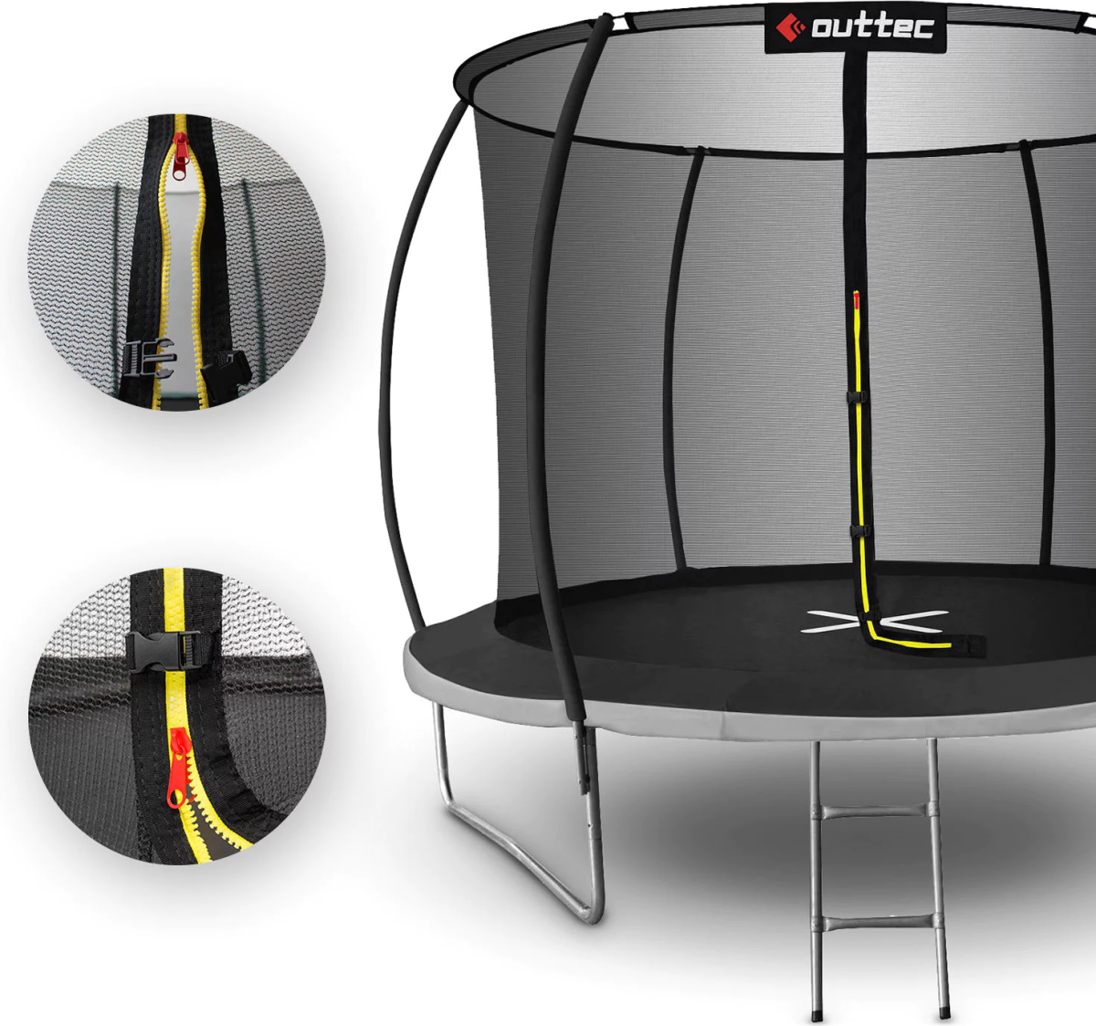 Батут Outtec Pumpkin з внутрішньою сіткою 8 футів 252 см Чорно-сірий (408407) - фото 2