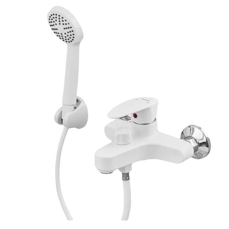 Смеситель для ванны PLAMIX CEZAR-009 Euro SET со шлангом/лейкой/кронштейном White (PM0692)