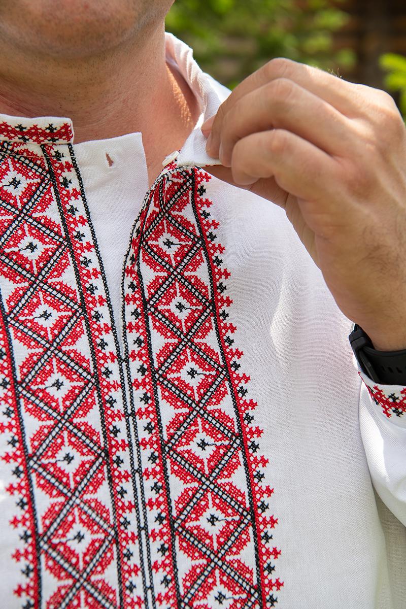 Вышиванка мужская из льна украинский орнамент 2XL (1815490888) - фото 2 Вышиванка мужская из льна украинский орнамент 2XL (1815490888) - фото 2