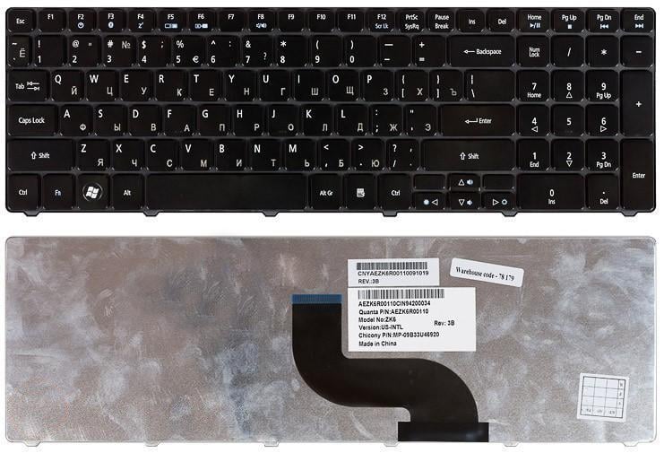 Клавіатура для ноутбука Acer Aspire 5236/5242/5250/5410T/5810T/5820 Black