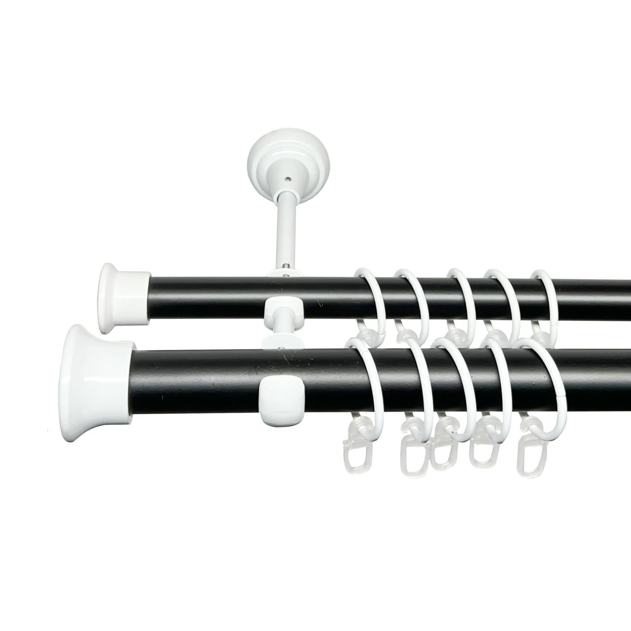 Карниз для штор Orvit Дуо двохрядний 25/19 мм 240 см Чорний/Білий (000-7155)