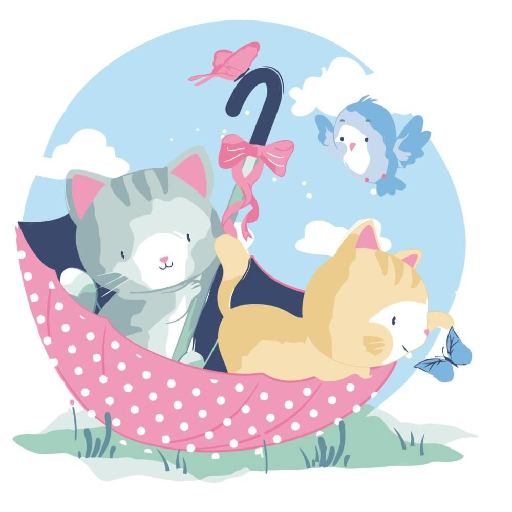 Картина по номерам Strateg Котята в зонте 30x30 см (ES052)