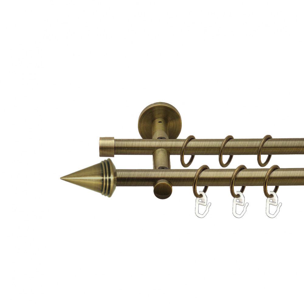 Карниз Orvit Конус металевий дворядний циліндр 16 см гладка труба кільце металеве 16/16 мм 160 см Антик (7335459)