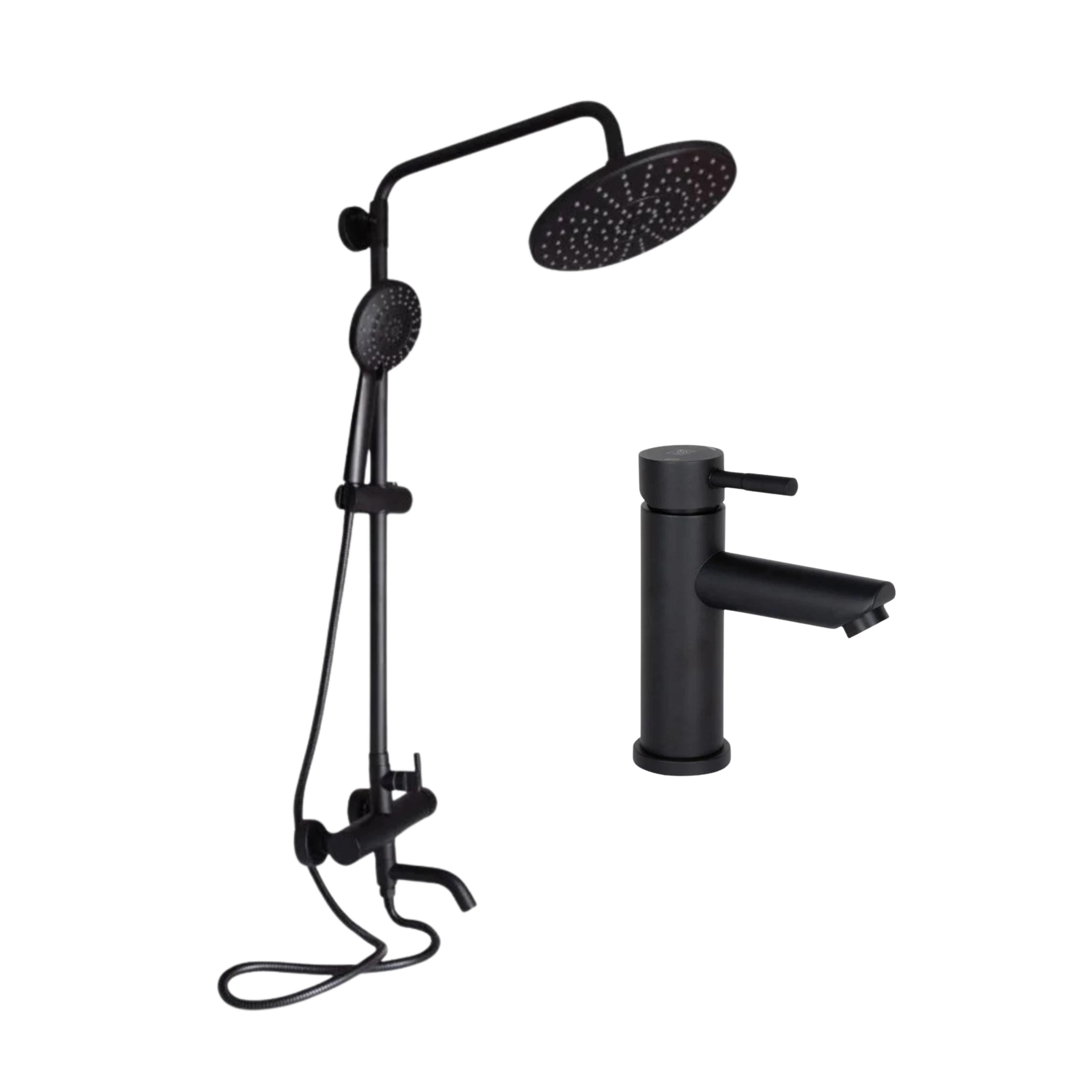 Комплект смесителей Lidz Aria душевая система и для раковины 2 шт. Black (LDARI1031BLA43370/LDARI001FBLA43367)