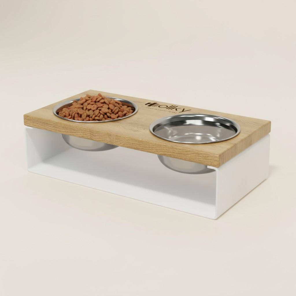 Миски на подставке из цельного металлического листа для собак и котов Hollky SteelWood S 2х0,45 л (SWS-36188-WHNT) - фото 2 Миски на подставке из цельного металлического листа для собак и котов Hollky SteelWood S 2х0,45 л (SWS-36188-WHNT) - фото 2