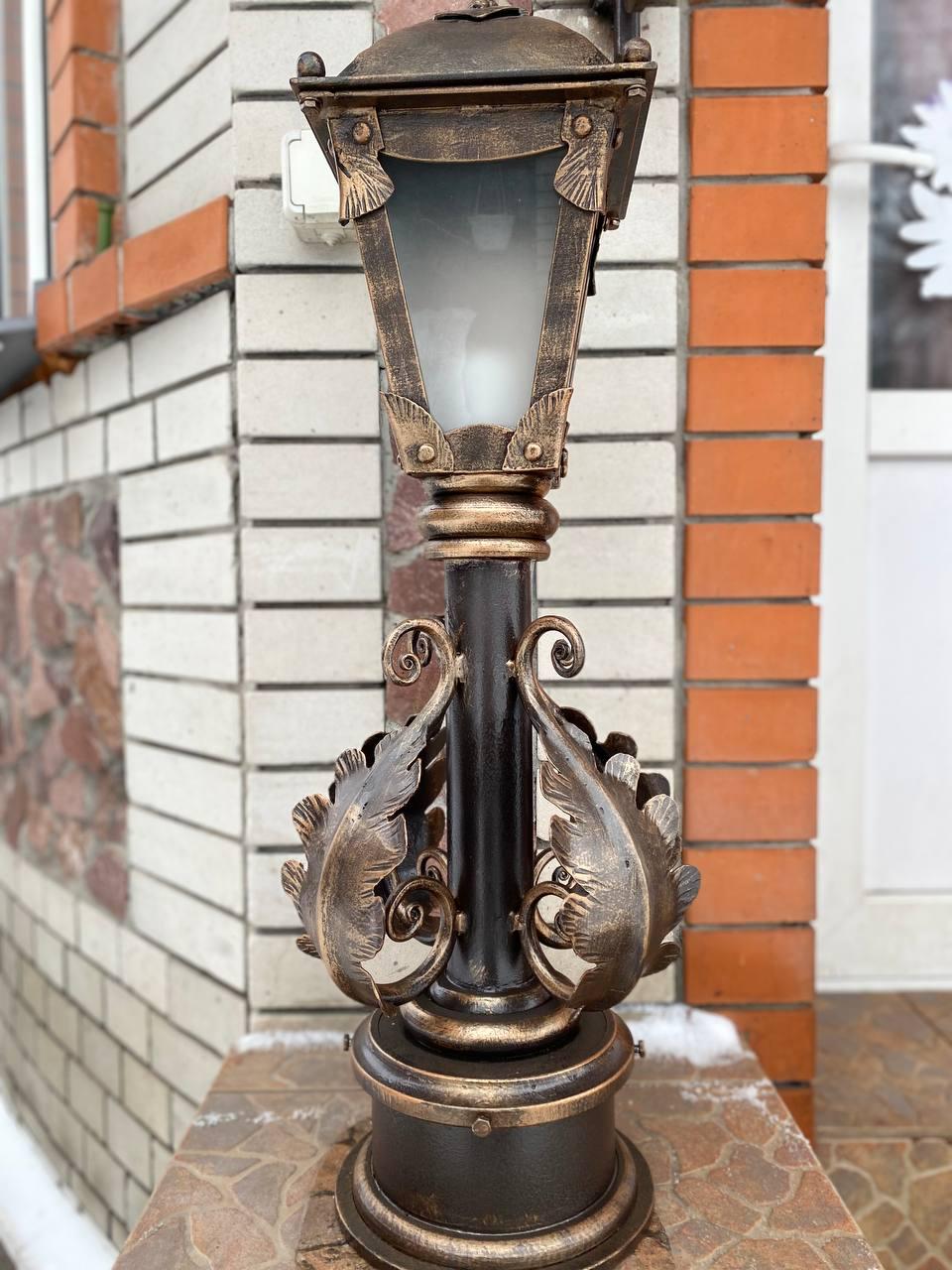 Ліхтар вуличний Е27 IP44 з патиною 24х24х83 см Золотий