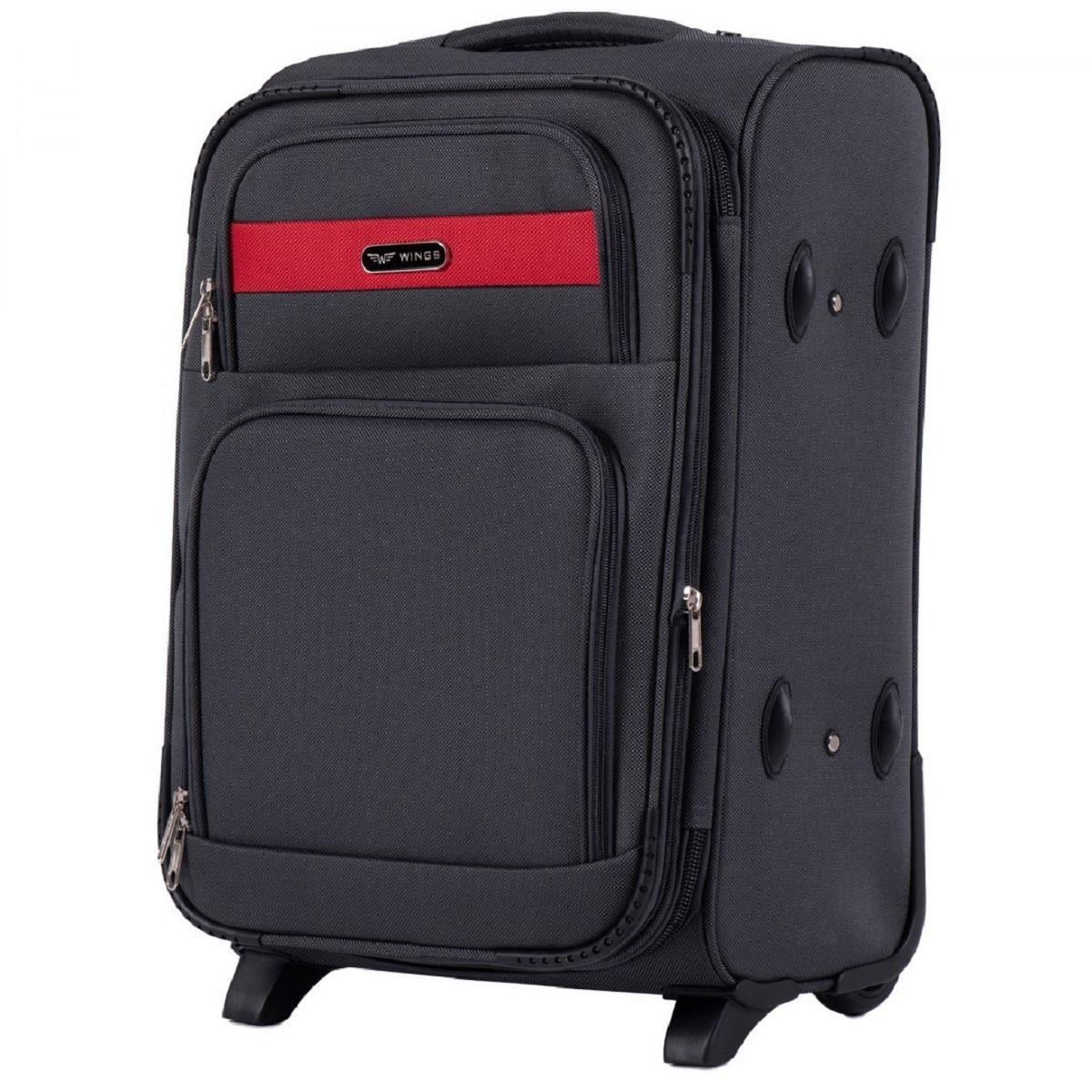 Чемодан тканевый Wings 1605 малый на 2 колеса Серый (Vt00244)