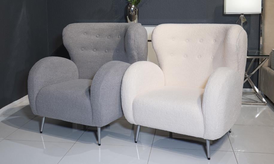 Кресло Камила сиденье букле металл ноги 835x885x865 мм Серый - фото 10