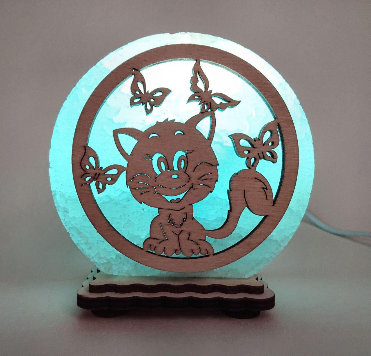 Соляной светильник Кот и бабочки (KM-00006-b)