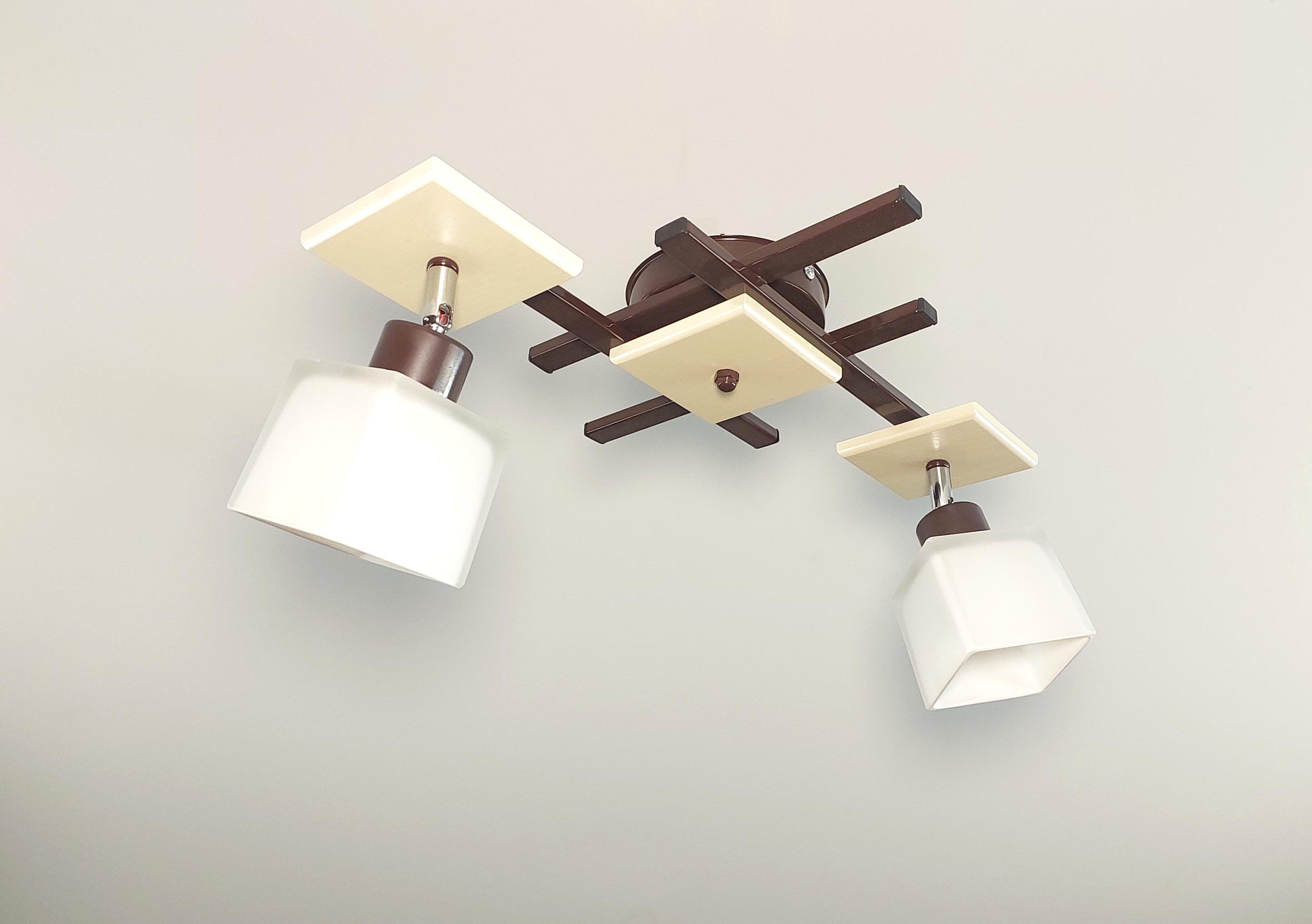 Люстра потолочная Оскар/2 на 2 поворотных плафона Коричневый/Бежевый