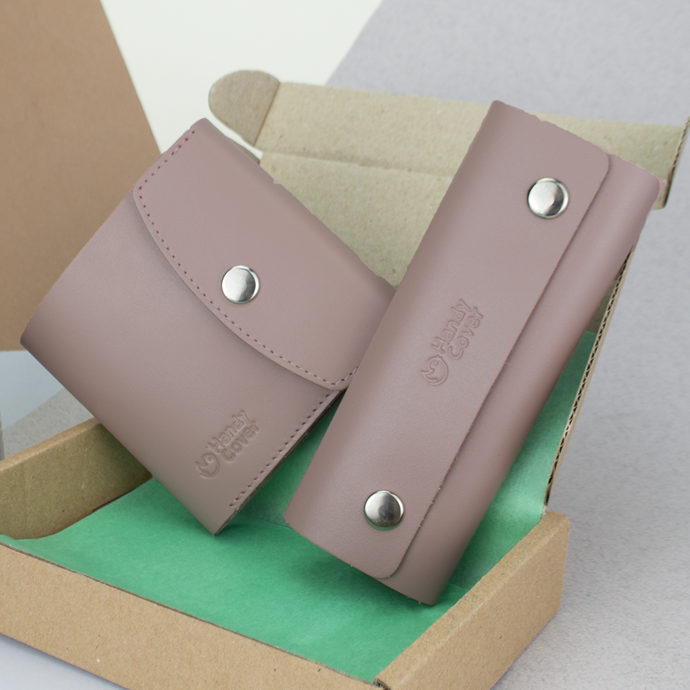 Подарочный набор женский Handycover №48 2 предмета кошелек/ключница Нюдовый