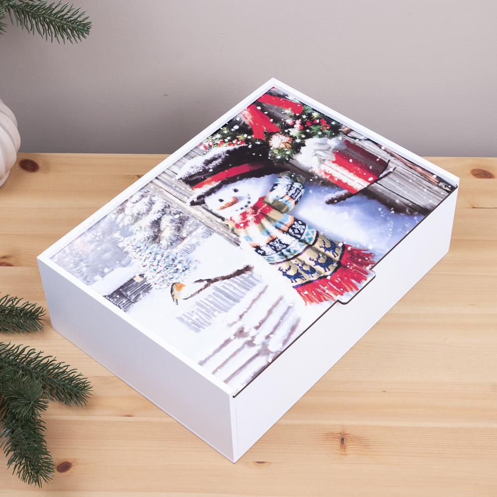 Коробка прямоугольная снеговик 32 см (6967-5)