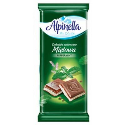 Шоколад молочний Alpinella з м'ятою 100 г