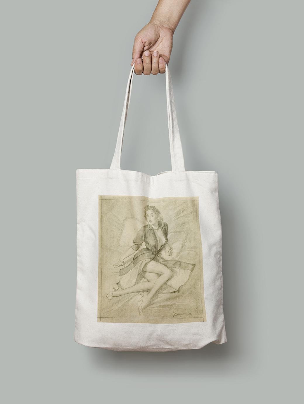 Эко-сумка Девушка на кровати ПинАп. Гарри Экман шопер (pin_up010076_Bag)