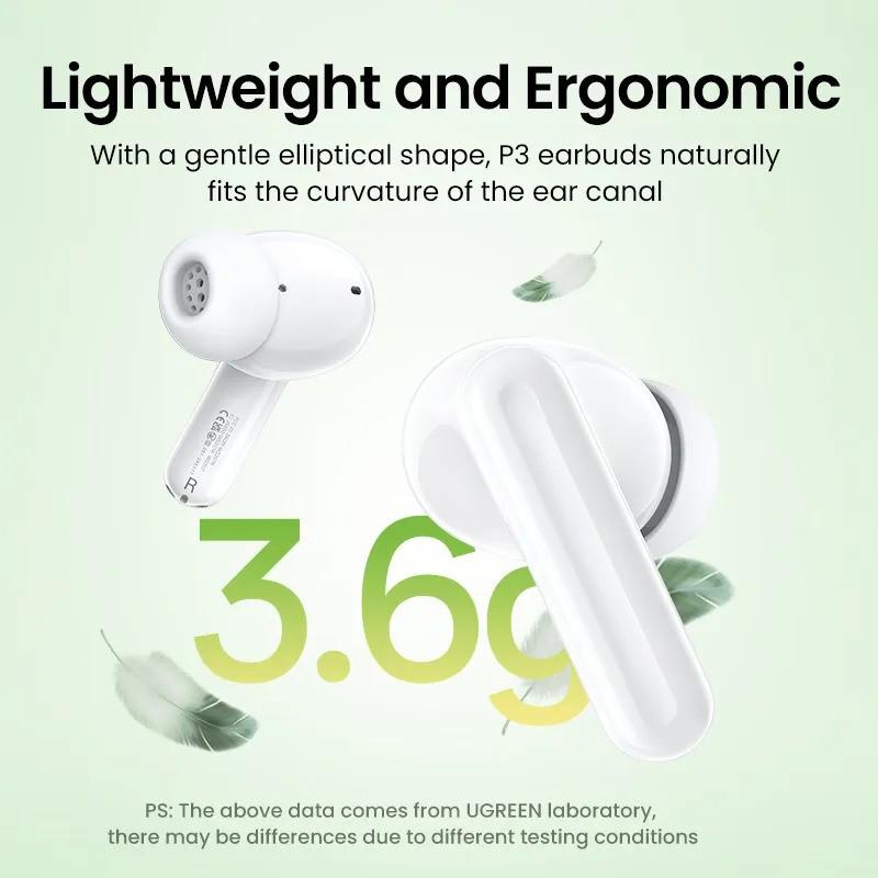 Наушники UGREEN WS207 Hitune Active Noise Cancelling Wireless Earbuds Bluetooth 5.4 White (45110) - фото 2