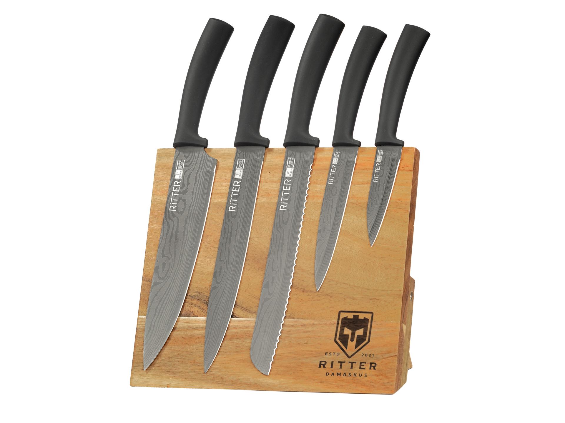 Набір кухонних ножів Krauff Ritter Vizo з нержавіючої сталі на дерев'яній підставці 6 пр. (15162148) - фото 2