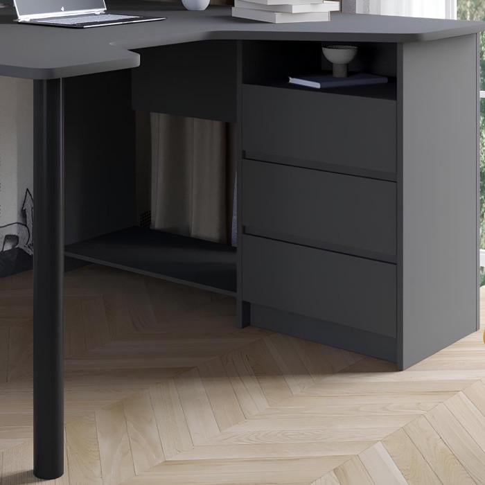 Стол компьютерный LION Буст угловой правосторонний с ящиками 1400х1200х745 см Антрацит - фото 2 Стол компьютерный LION Буст угловой правосторонний с ящиками 1400х1200х745 см Антрацит - фото 2
