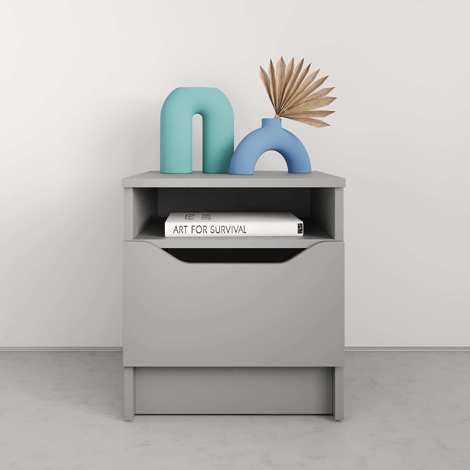 Тумба приліжкова MebelStar Лілу 40x40x44,5 см Сіра мишка (MBS-1382) - фото 2 Тумба приліжкова MebelStar Лілу 40x40x44,5 см Сіра мишка (MBS-1382) - фото 2