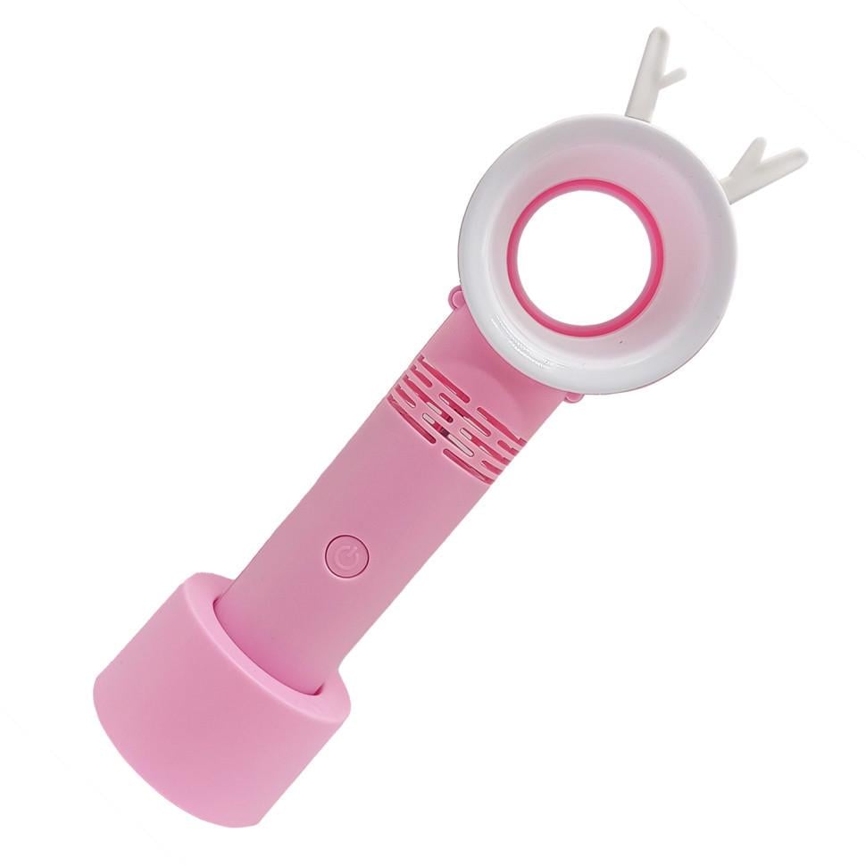 Вентилятор ручной портативный 301AB с подставкой Розовый