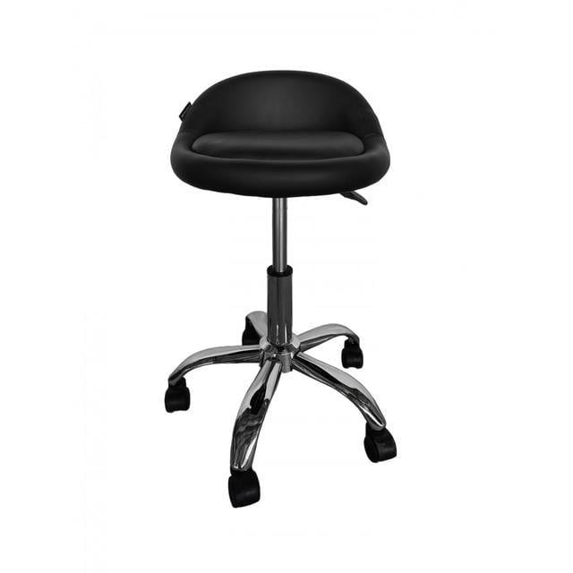 Кресло-табурет круглое Bonro B-498 со спинкой на 5-ти колесах с регулировкой высоты Черный (124-76-42400121)