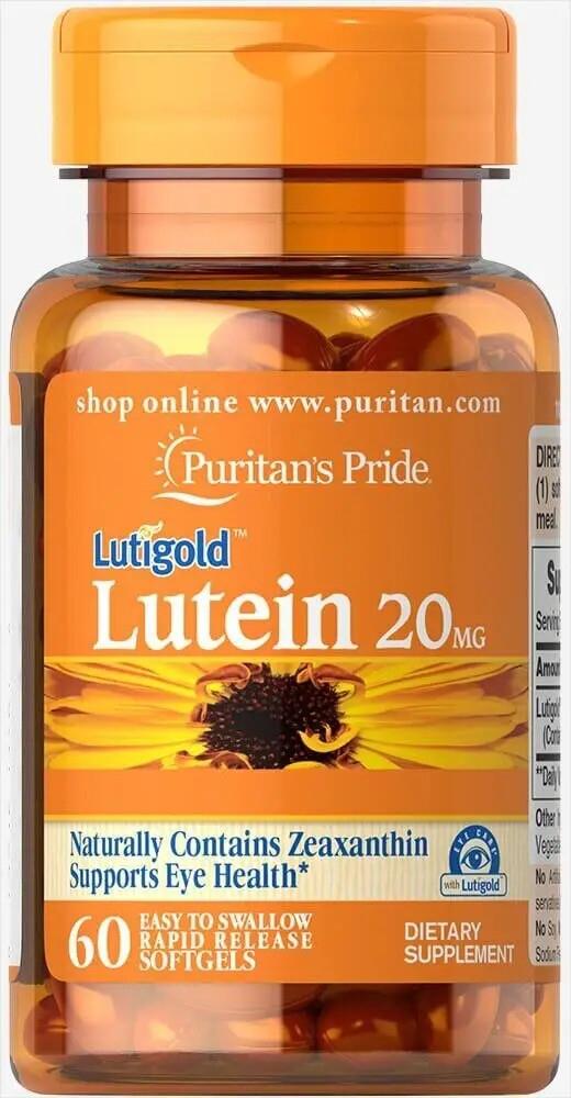 Лютеїн із зеаксантином Puritan's Pride Lutein 20 мг для поліпшення зору 60 желатинових капс. (2372623035)