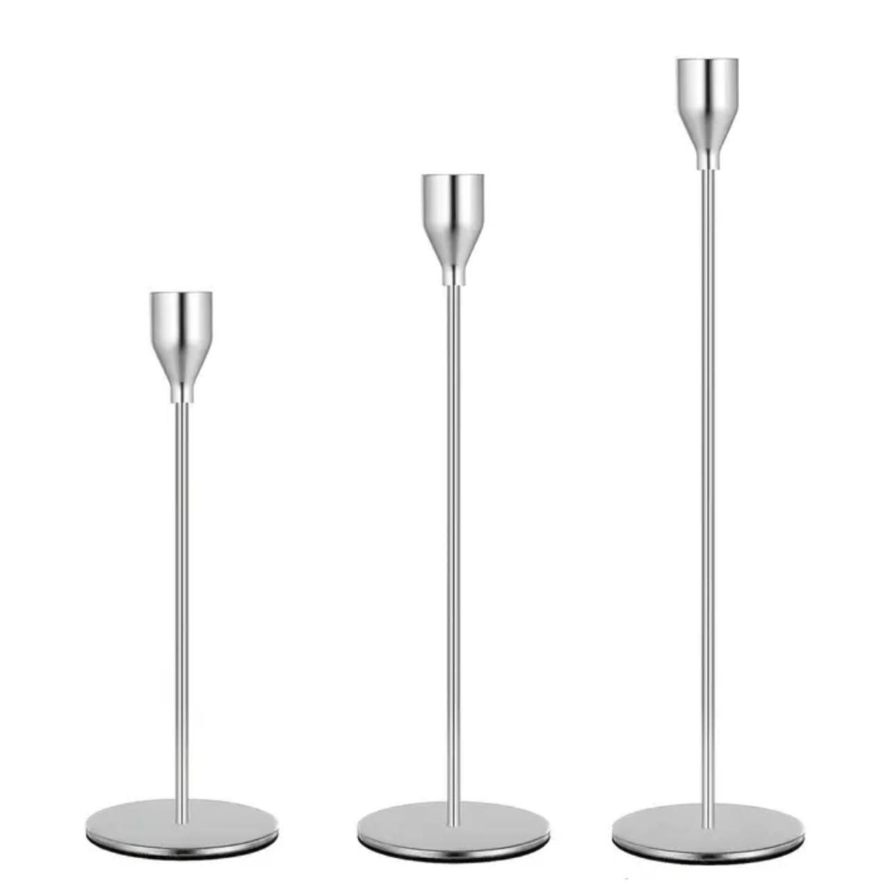 Набор высоких подсвечников Leeseph 3 шт. Серебристый