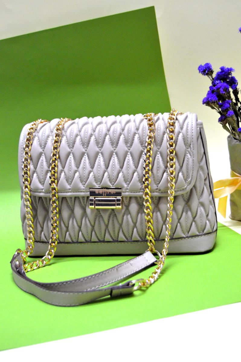 Жіноча сумка Pele Velini з золотим ланцюгом Бежевий (1204)