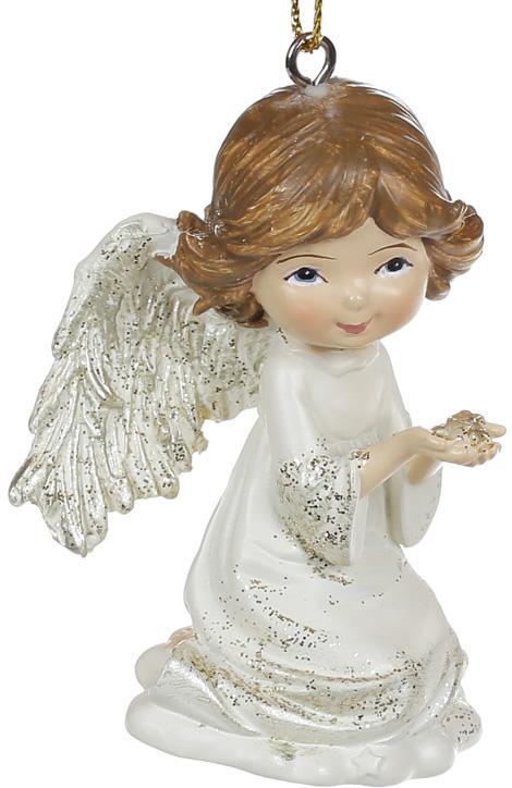 Набор подвесных статуэток Ангелочек 6 шт. 6,5 см Белый с шампанью