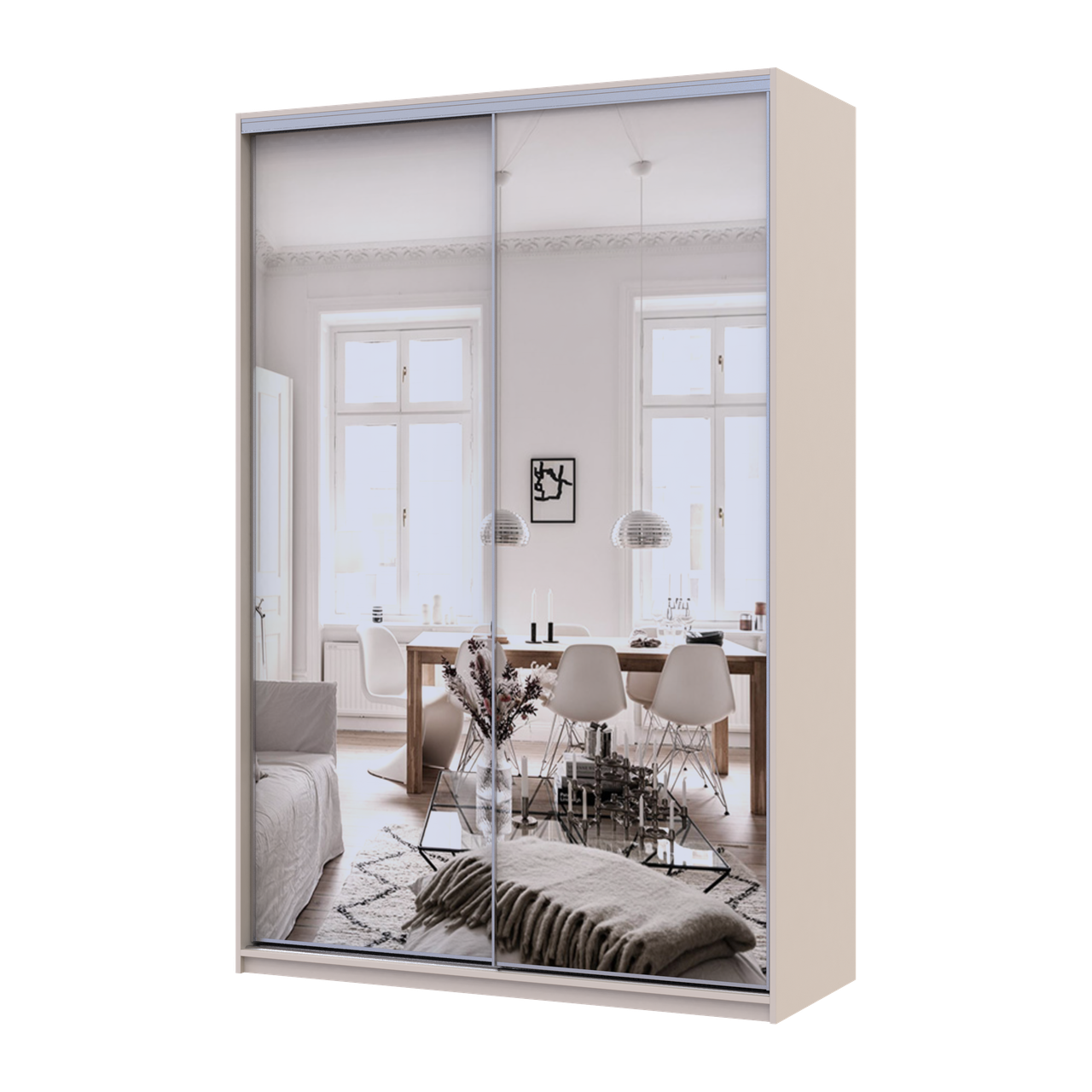 Шафа купе Doros Сіті Лайт 2 дзеркала 150х60х225 см Кашемір (80736359)