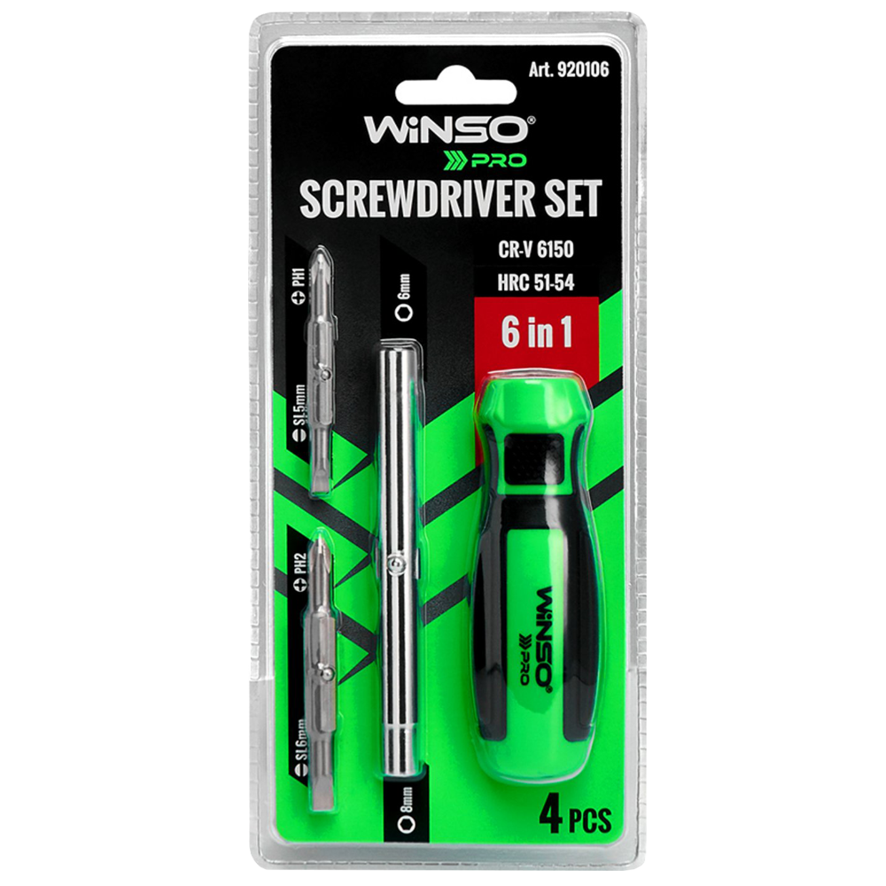 Викрутка з насадками WINSO 6в1 4 од. (920106)