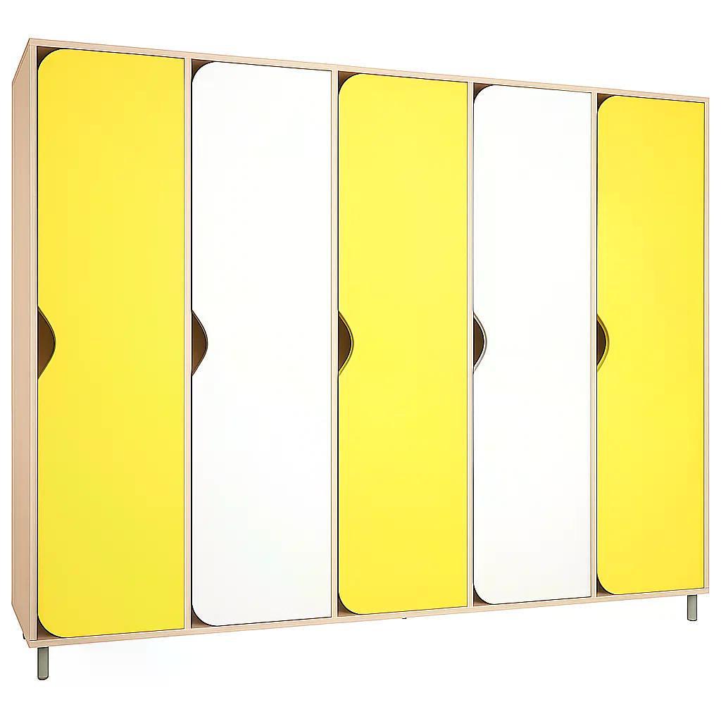 Шкаф для раздевалки DS-030 5-секционный на металлических регулируемых ножках White/Yellow