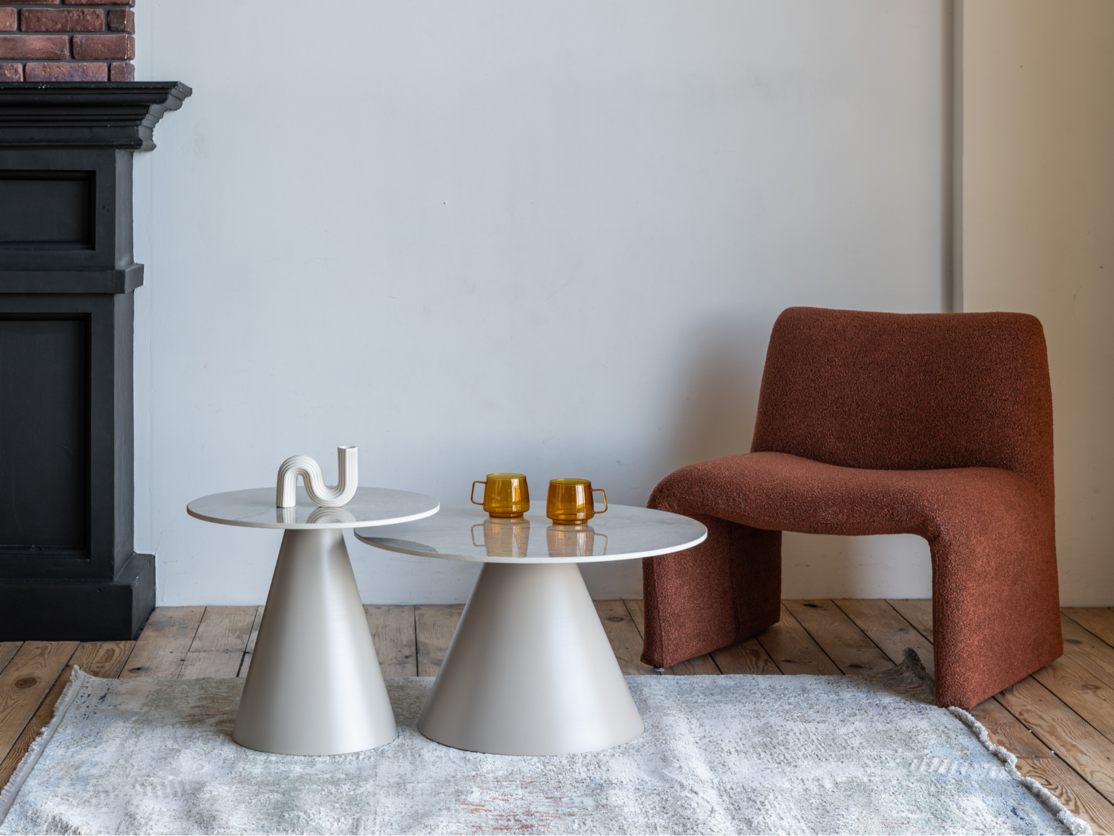 Комплект журнальных столов Vetro Рокко 700х460 мм/500х400 мм 2 шт. Мистик серый/Капучино (СТ-40) - фото 9