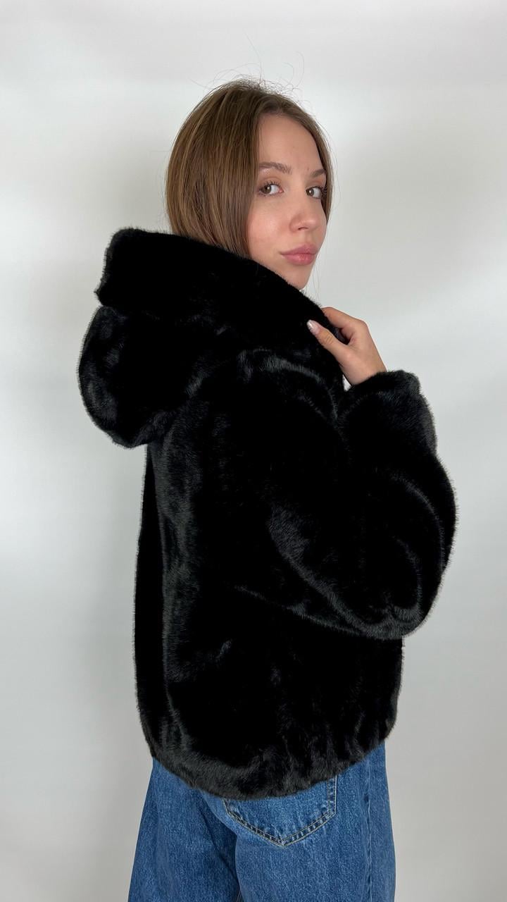 Шуба женская из эко-меха 88066-05 L Черный - фото 3 Шуба женская из эко-меха 88066-05 L Черный - фото 3