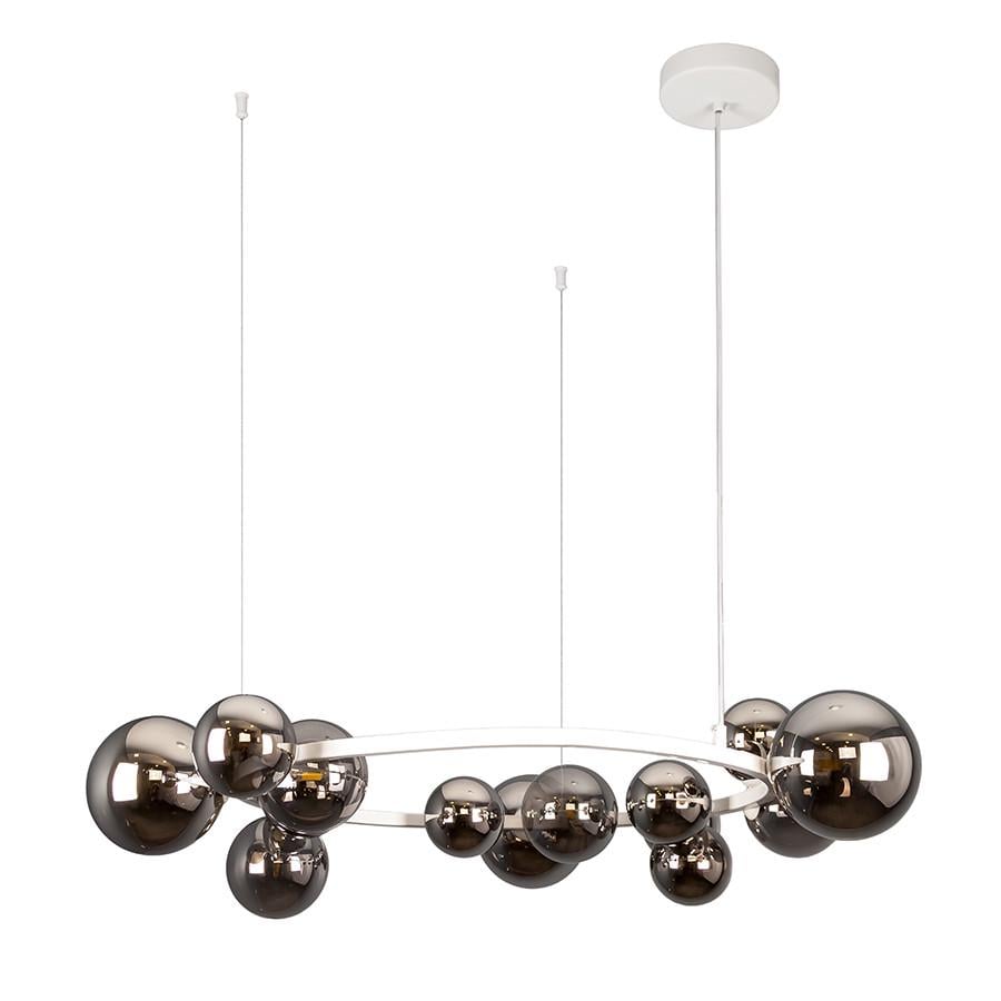 Люстра подвесная Levistella 918LP267-15 WH+BK Молекула кольцо на 15 стеклянных плафонов Черный/Белый (2667995619)